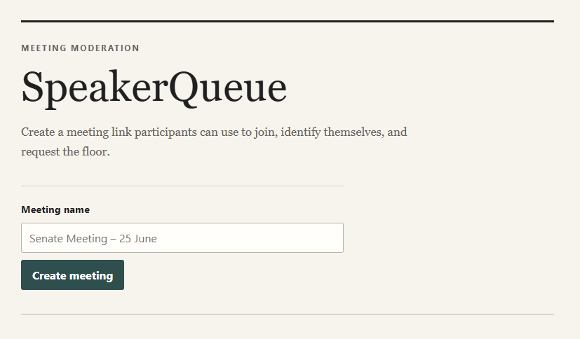 SpeakerQueue landing page