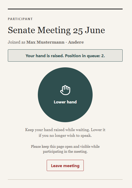 SpeakerQueue participant interface